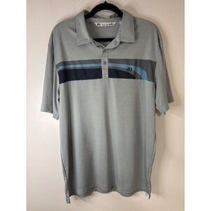 Travis Mathew Gray Golf Polo Shirt Striped Logo Mens‎ Size L